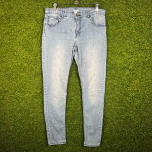 HM Skinny Jeans Womens 12 Light Wash Blue Denim Stretch 5 Pocket